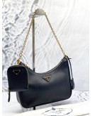 (LIKE NEW) PRADA RE-EDITION 2005 SAFFIANO LEATHER BAG IN BLACK - FULL SET-