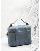 (LIKE NEW) CHRISTIAN DIOR SMALL DIOR TRAVEL VANITY CASE WITH SHOULDER STRAP IN CLOUD BLUE CANNAGE LAMBSKIN LEATHER