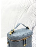 (LIKE NEW) CHRISTIAN DIOR SMALL DIOR TRAVEL VANITY CASE WITH SHOULDER STRAP IN CLOUD BLUE CANNAGE LAMBSKIN LEATHER