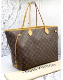 LOUIS VUITTON NEVERFULL GM BROWN MONOGRAM CANVAS WITH BEIGE LEATHER TRIM TOTE BAG 