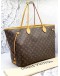 LOUIS VUITTON NEVERFULL GM BROWN MONOGRAM CANVAS WITH BEIGE LEATHER TRIM TOTE BAG 