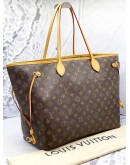 LOUIS VUITTON NEVERFULL GM BROWN MONOGRAM CANVAS WITH BEIGE LEATHER TRIM TOTE BAG 