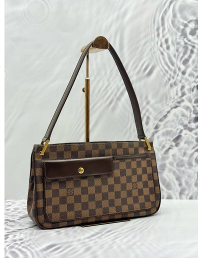 LOUIS VUITTON AUBAGNE SHOULDER BAG IN BROWN DAMIER EBENE CANVAS