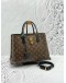 LOUIS VUITTON FLOWER TOTE TOP HANDLE AND SHOULDER BAG IN BROWN MONOGRAM CANVAS AND BLACK CALFSKIN LEATHER
