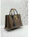 LOUIS VUITTON FLOWER TOTE TOP HANDLE AND SHOULDER BAG IN BROWN MONOGRAM CANVAS AND BLACK CALFSKIN LEATHER