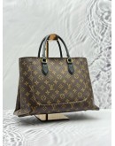 LOUIS VUITTON FLOWER TOTE TOP HANDLE AND SHOULDER BAG IN BROWN MONOGRAM CANVAS AND BLACK CALFSKIN LEATHER