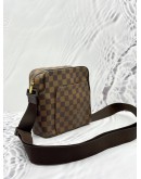 (LIKE NEW) LOUIS VUITTON OLAV PM SHOULDER AND CROSSBODY BAG IN BROWN DAMIER EBENE CANVAS