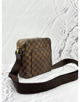 (LIKE NEW) LOUIS VUITTON OLAV PM SHOULDER AND CROSSBODY BAG IN BROWN DAMIER EBENE CANVAS