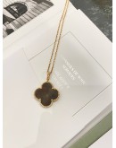 2018 VCA VAN CLEEF & ARPELS VINTAGE ALHAMBRA PENDANT NECKLACE LIMITED EDITION IN 18K 750 ROSE GOLD WITH WOODEN MOTIF -FULL SET-