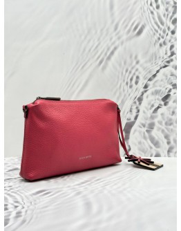 BRAUN BUFFEL POUCH AND CROSSBODY BAG IN PINK PEBBLED LEATHER