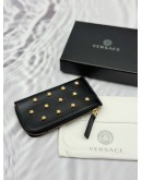 (UNUSED) VERSACE MEDUSA STUDDED CARD CASE IN BLACK CALFSKIN LEATHER -FULL SET-