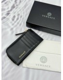 (UNUSED) VERSACE MEDUSA STUDDED CARD CASE IN BLACK CALFSKIN LEATHER -FULL SET-
