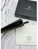 (UNUSED) VERSACE MEDUSA STUDDED CARD CASE IN BLACK CALFSKIN LEATHER -FULL SET-