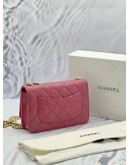 MICROCHIP CHANEL PILLOW CRUSH WALLET ON CHAIN WOC PINK LAMBSKIN -FULL SET- 
