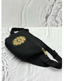 VERSACE MEDUSA EMBROIDERED BELT BAG IN BLACK NYLON & CALFSKIN LEATHER