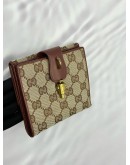 (SALE) GUCCI VINTAGE WALLET IN BEIGE GG CANVAS AND BROWN CALFSKIN LEATHER