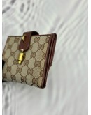 (SALE) GUCCI VINTAGE WALLET IN BEIGE GG CANVAS AND BROWN CALFSKIN LEATHER