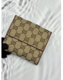 (SALE) GUCCI VINTAGE WALLET IN BEIGE GG CANVAS AND BROWN CALFSKIN LEATHER