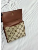 (SALE) GUCCI VINTAGE WALLET IN BEIGE GG CANVAS AND BROWN CALFSKIN LEATHER