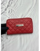 (SALE) DKNY ZIP AROUND WALLET IN RED GRAINED CALFSKIN LEATHER