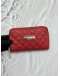 (SALE) DKNY ZIP AROUND WALLET IN RED GRAINED CALFSKIN LEATHER