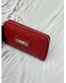 (SALE) DKNY ZIP AROUND WALLET IN RED GRAINED CALFSKIN LEATHER
