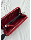 (SALE) DKNY ZIP AROUND WALLET IN RED GRAINED CALFSKIN LEATHER