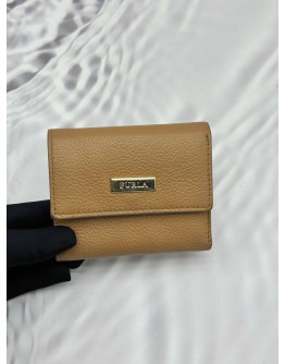 (SALE) FURLA TRI-FOLD WALLET IN BROWN PEBBLED LEATHER -FULL SET-