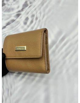 (SALE) FURLA TRI-FOLD WALLET IN BROWN PEBBLED LEATHER -FULL SET-