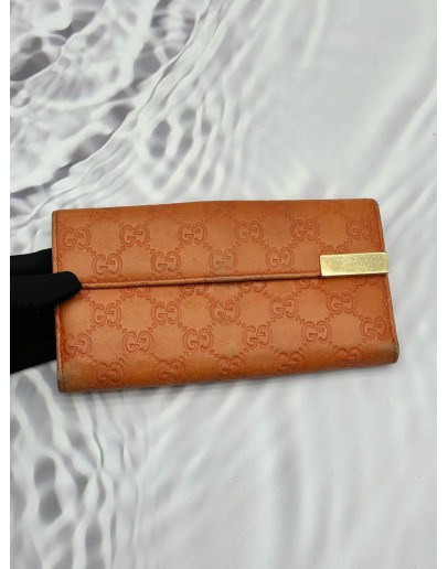 (SALE) GUCCI CONTINENTAL WALLET IN ORANGE GUCCISSIMA CALFSKIN LEATHER