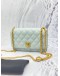 (LIKE NEW) 2024 MICROCHIP CHANEL WALLET ON CHAIN SWEETHEART LIGHT BLUE CAVIAR LEATHER BAG GHW