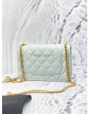 (LIKE NEW) 2024 MICROCHIP CHANEL WALLET ON CHAIN SWEETHEART LIGHT BLUE CAVIAR LEATHER BAG GHW