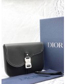 (UNUSED) CHRISTIAN DIOR BLACK GRAINED CALFSKIN CLUTCH WITH CD BUCKLE