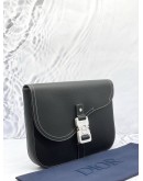 (UNUSED) CHRISTIAN DIOR BLACK GRAINED CALFSKIN CLUTCH WITH CD BUCKLE