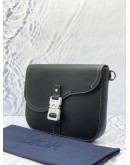 (UNUSED) CHRISTIAN DIOR BLACK GRAINED CALFSKIN CLUTCH WITH CD BUCKLE