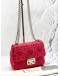 CHRISTIAN DIOR CANNAGE CHAIN SHOULDER BAG (RED SUEDE & LEATHER)