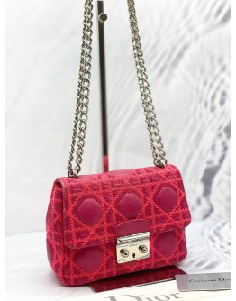 CHRISTIAN DIOR CANNAGE CHAIN SHOULDER BAG (RED SUEDE & LEATHER)