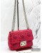 CHRISTIAN DIOR CANNAGE CHAIN SHOULDER BAG (RED SUEDE & LEATHER)