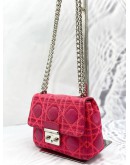CHRISTIAN DIOR CANNAGE CHAIN SHOULDER BAG (RED SUEDE & LEATHER)