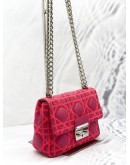 CHRISTIAN DIOR CANNAGE CHAIN SHOULDER BAG (RED SUEDE & LEATHER)