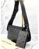 (LIKE NEW) LOUIS VUITTON GASTON WEARABLE WALLET IN BLACK MONOGRAM CANVAS & TAIGARAMA LEATHER