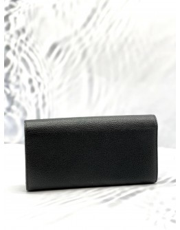BALLY LINNEY CONTINENTAL WALLET IN BLACK WITH GOLD HARDWARE 