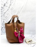 2019 HERMES PICOTIN 18 BROWN TOGO LEATHER WITH GOLD HARDWARE STAMP D