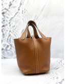 2019 HERMES PICOTIN 18 BROWN TOGO LEATHER WITH GOLD HARDWARE STAMP D