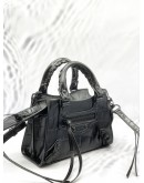(LIKE NEW) BALENCIAGA NEO CLASSIC CITY CROC LEATHER TOP HANDLE BAG WITH STRAP 