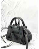 (LIKE NEW) BALENCIAGA NEO CLASSIC CITY CROC LEATHER TOP HANDLE BAG WITH STRAP 