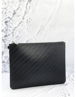 (LIKE NEW) GIVENCHY BLACK LEATHER POUCH IN SILVER HARDWARE 