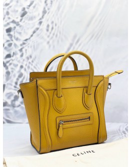 (LIKE NEW) CELINE LUGGAGE NANO TOTE BAG IN SILVER HARDWARE 