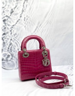 CHRISTIAN DIOR SMALL LADY DIOR MY ABCDIOR BAG IN PINK PHYTON LEATHER 