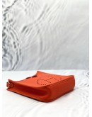 (LIKE NEW) 2021 YEAR HERMES MINI EVELYNE TPM CLASSIC ORANGE TOGO LEATHER  WITH SILVER HARDWARE SHOULDER BAG STAMP Z